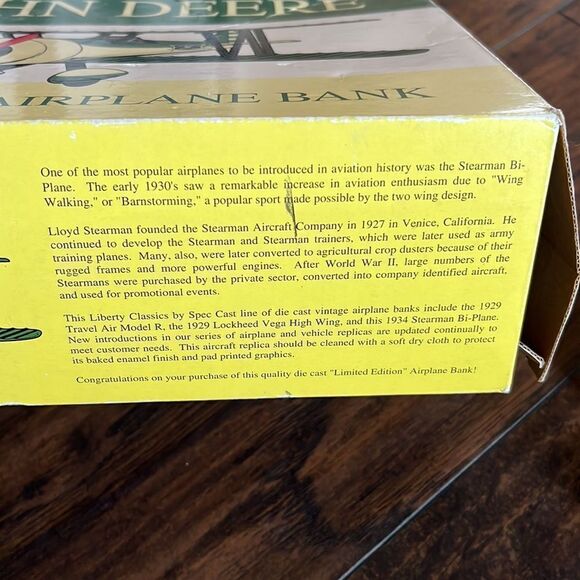 1993 EAA John Deere Airplane Bank Spec Cast Stock Number 37516 excellent Conditi - Picture 4 of 16